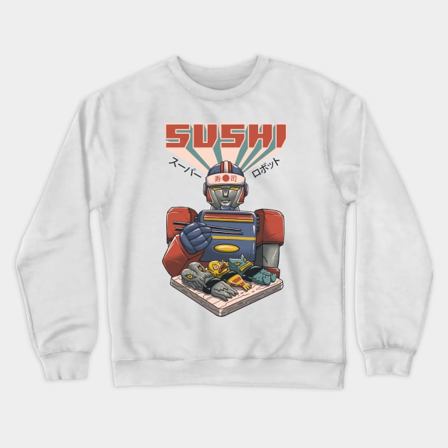 Super Sushi Robot Crewneck Sweatshirt by Vincent Trinidad Art